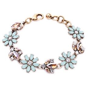 Goldtone Mint Green Floral Bracelet
